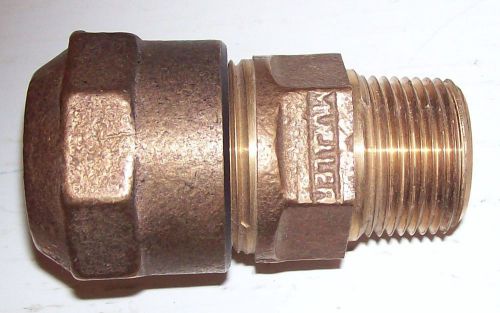 Mueller  3/4&#034; Brass Compression Fitting to 1&#034; Pipe Water Meter