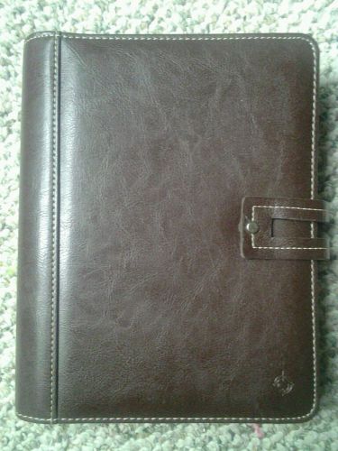 Franklin Covey Planner Binder 7 Rings Brown Leather w/Zip Pocket &amp; Many Inserts