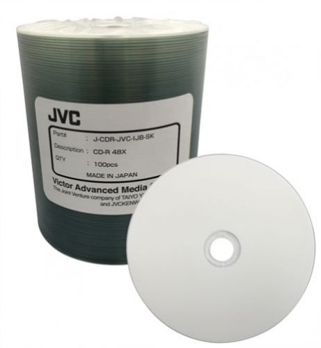 600 JVC Taiyo Yuden 52X CDR 80min 700MB White Inkjet Hub (J-CDR-JVC-IJB-SK)