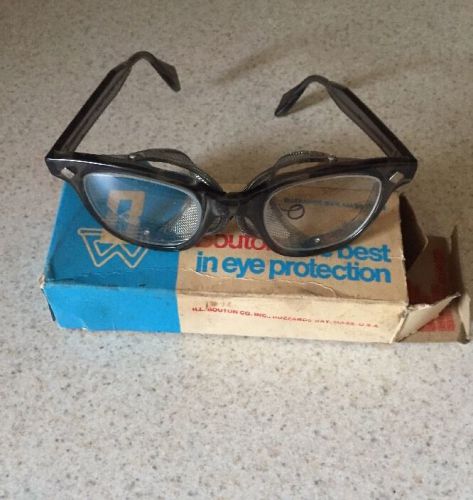 Vtg bouton safety eye protection glasses coal osha mesh side shields steampunk for sale