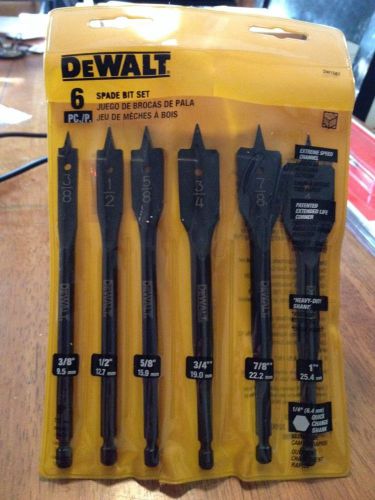 Dewalt 6 pc spade bit set 3/8 1/2 5/8 3/4 7/8 1 dw1587 for sale