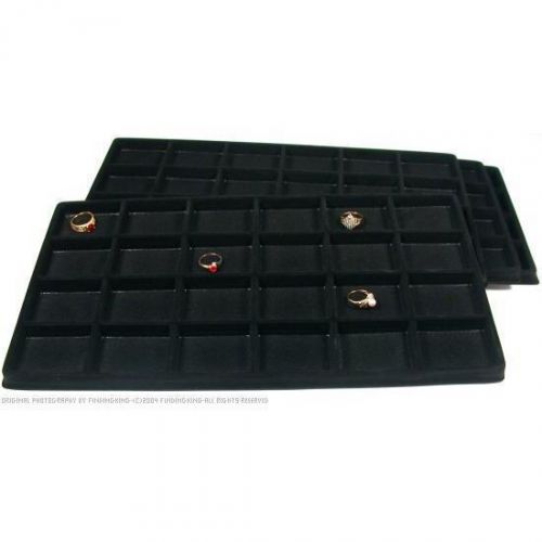 4 Black Flocked 24 Compartment Display Tray Inserts