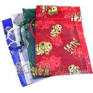 HOLIDAY*_4-PAK__ORGANZA GIFT POUCHES_4 COLORS