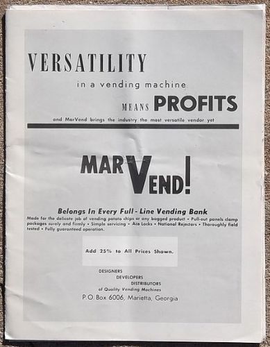 MarVend Vending Machine 1400 Series Service Instruction Maintenance Manual