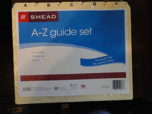 Smead 50176 A thru Z File Guide, 1/5 Tab Cut, Letter, Manila, 25 Tab Set