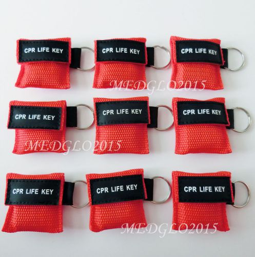 500pcs/lot RED CPR MASK WITH KEYCHAIN CPR FACE SHIELD AED First AID