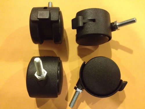 2&#034; swivel locking office chair casters - set of 4 dual wheel threaded stem for sale