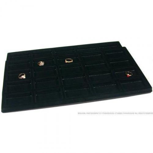 2 Black Flocked 20 Compartment Display Tray Inserts