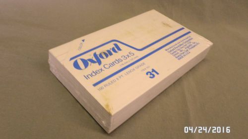 735D Oxford 3x5 Ruled White 100 Pack Index Cards 31 --LENOX GRADE-- Made In USA