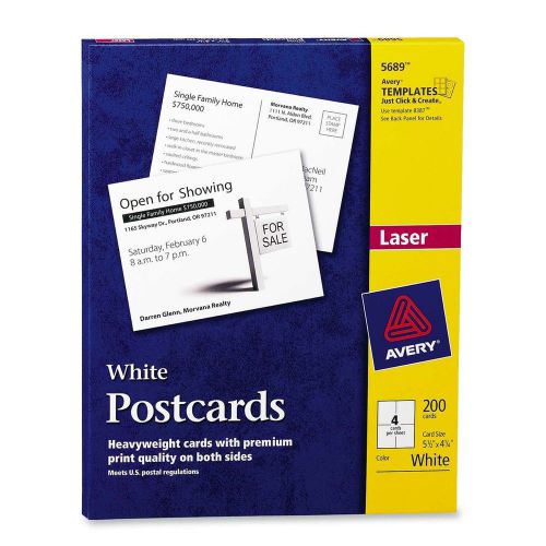 Avery 05689 White Postcards For Laser Printer 5.5 x 4.25 Inches White 200 Per...