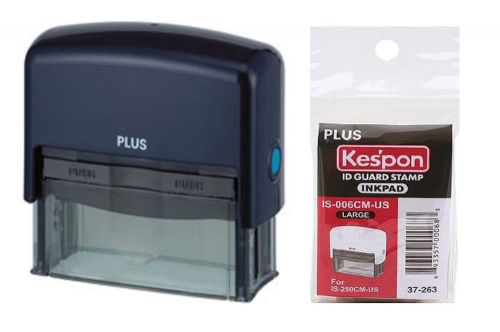 New! PLUS Kespon Guard Your Id Stamp - Large Stamp + 1 Replacement Ink Pad