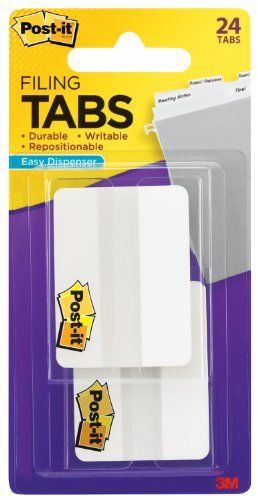 Post-it Tabs with On-the-Go Dispenser, 2-Inch Solid, White, 12-Tabs/Dispenser,