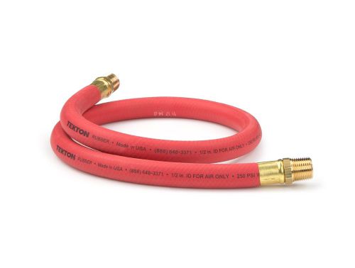 TEKTON 46362 1/2-Inch I.D. by 3-Foot 250 PSI Rubber Lead-In Air Hose with 1/2...