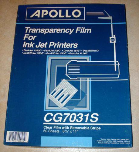 APOLLO Transparency Film For Ink Jet Printers CG7031S,40 sheets 8 1/2&#034; x 11&#034;,USA