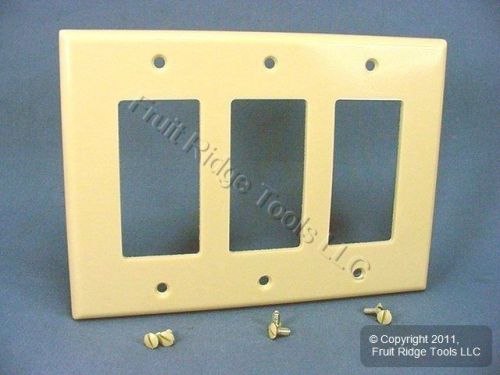 Leviton ivory decora large 3-gang gfi gfci cover rocker switch wallplate 80611-i for sale