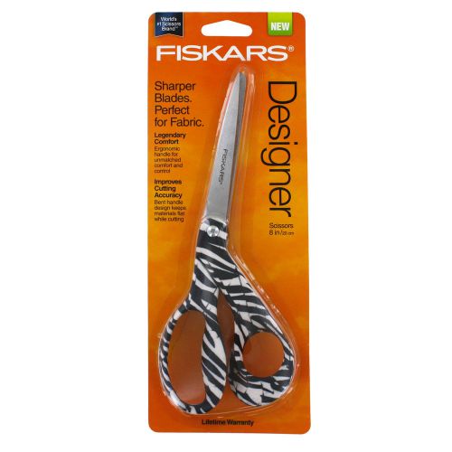 Fiskars Premier Designer Series Scissors, 8&#034; Length, Pointed, Black/white