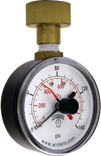 Winters PET Series Steel Dual Scale Maximum Pointer Water Test Pressure Gauge