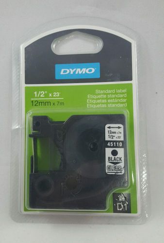Dymo Standard Replacement D1 Label Cassette Black on Clear 45110 1/2&#034; x 23&#034;