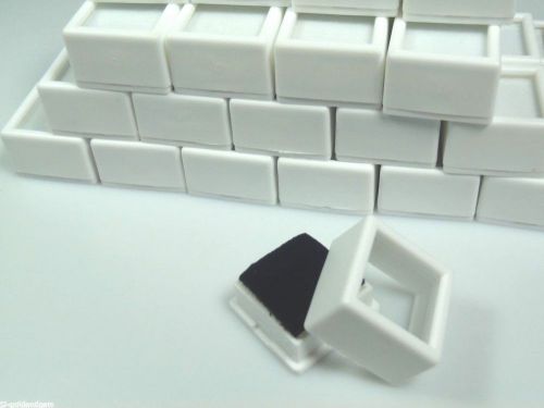 100pc White 1-1/16&#034;x3/4&#034; Square Glass Top Gem Box storage/display gold/gem/coins