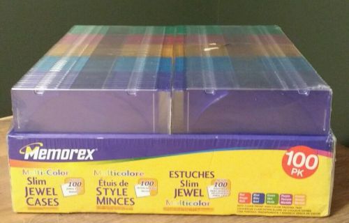 100 NEW Memorex Slim Multi Color CD Jewel Case Box - FREE SHIPPING!