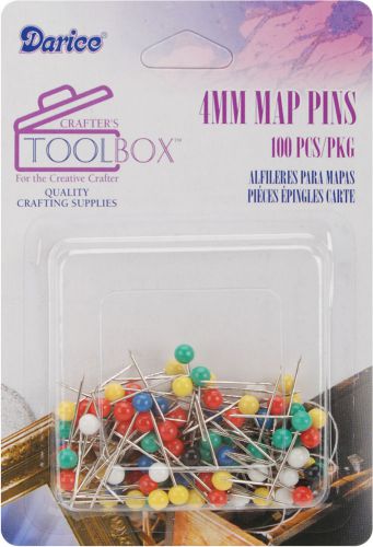 Map Pins 4mm 100/Pkg-Assorted Colors 652695740527