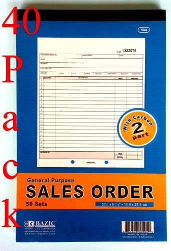 40 pack SALES ORDER Record BOOK 2 Part 50 Sets, Numbered Original w/Carbon