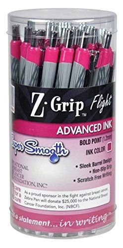 Zebra Pen Z-Grip Flight Retractable Pen, 1.2mm, Pink, Barrel of 36 (92208)