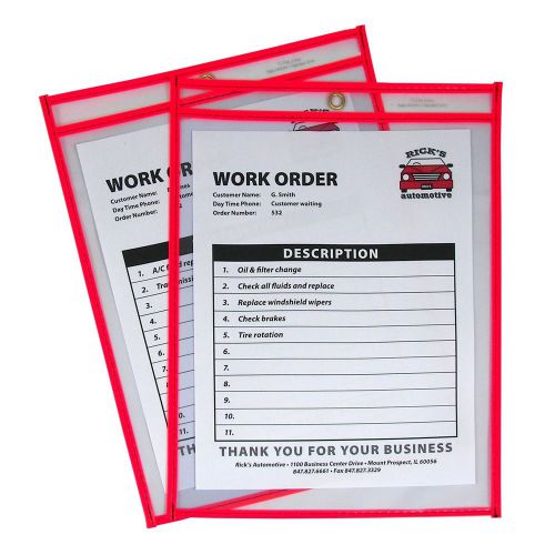C-Line Neon Stitched Shop Ticket Holders Red Both Sides Clear 9 x 12 Inches 1...