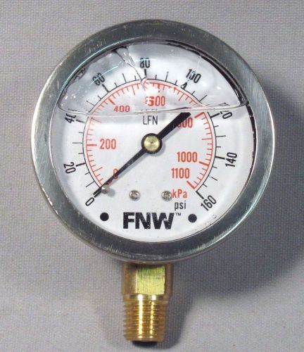 FNW NFWLFG0160L 2-1/2&#034; Liquid Filled Gauge 0-160psi, Stainless Steel