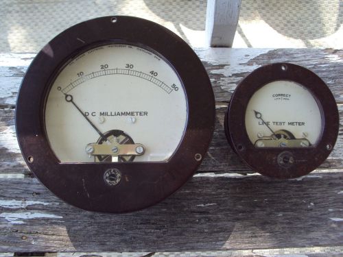 Hickok DC Milliammeter Gauge 5 1/2 inch &amp; 3 3/4 inch Line test meter mahogany