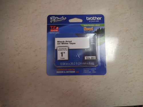 Brother P-touch TZe-251 Black Print on White Tape 1 Inch (.94in x26.2 ft)