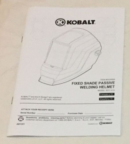 Kobalt SGY-A14 Lenses, Sweatbands, Manual