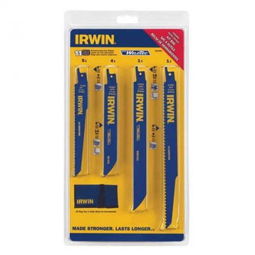 Irwin 11 piece reciprocating saw blade kit with bonus blade bag, 4935496 for sale