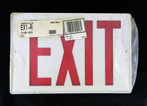 1 New Prescolite EX1-R Chev White Red Exit Light Sign Emergency One Side 11x7.25