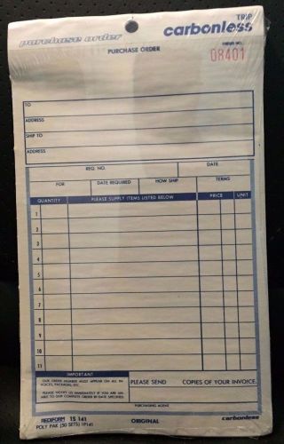 Rediform Purchase Order Forms, Triplicate Sets, 5 1/2 x 7 7/8&#034;, Carbonless