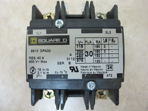 Square D 8910DPA32 Starter Contactor 40A/600V