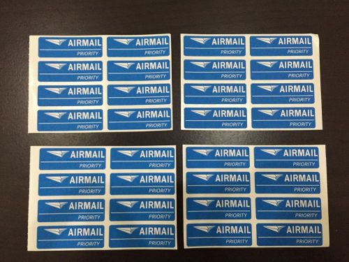 4 Sheets Airmail Label Vintage Sticker Blue Background Style For Envelope Parcel