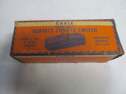 Vintage NOS CABLE Three Way Surface Toggle Switch.