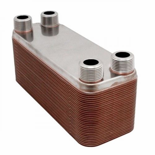 80-Plate, 5&#034; x 12&#034; Brazed Plate Heat Exchanger with 1-1/4&#034; MNPT Ports