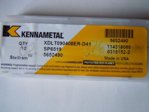 KENNAMETAL CARBIDE INSERTS  - XDL T090408ER-D41   SP6519   (1box)