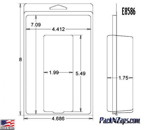 E8586: 250- 8&#034;H x 4.7&#034;W x 1.75&#034;D Clamshell Packaging Clear Plastic Blister Pack