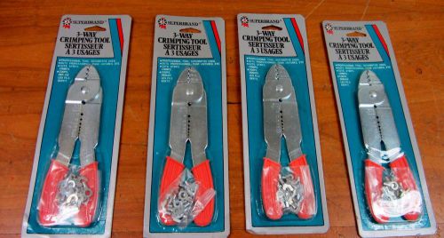 Lot of 4   3 Way Crimper Wire Cutter &amp; Stripper Crimping Tool Cuts Strips Crimps