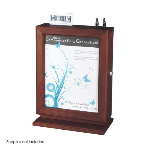 Safco customizable wood suggestion box mahogany 4236mh wall mountable for sale