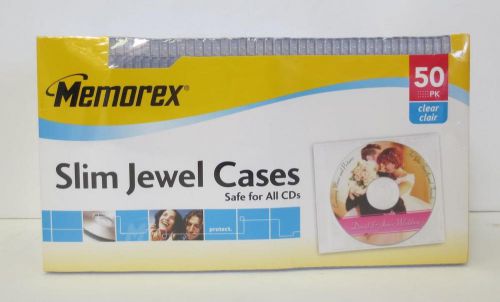 NIP Memorex 50 PK Clear Slim Jewel Cases for CD or DVD storage &amp; protection