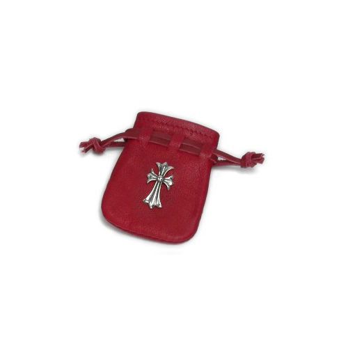 Red Cow Leather (S) Sterling Silver Pin (L) Pouch Bag