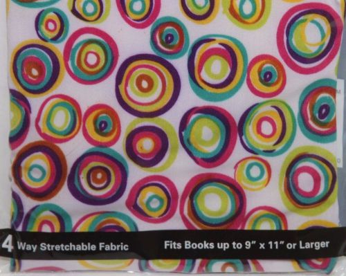 Six (6)  8&#034; x 10&#034; Standard Stretchable Fabric Book Covers 4 Solids &amp; 2 Prints