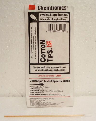 Chemtronics ct500 6&#034; long cotton tip swab -pack of 100 low lint highly absorbent for sale