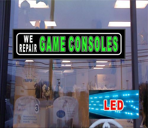 LED Light Up Sign - We Repair Game Consoles- 46&#034;x12&#034; Window Sign - Wii - xbox