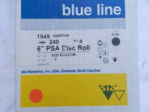 Blue line siadrive #1949 abrasive 6&#034; psa discs box/case of 4 240 grit usa for sale