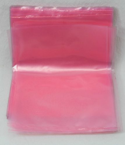 &#034;Anti-Static Flat 2 Mil Poly Bags, 8&#034;&#034; x 10&#034;&#034;, Pink, 50 BAGS